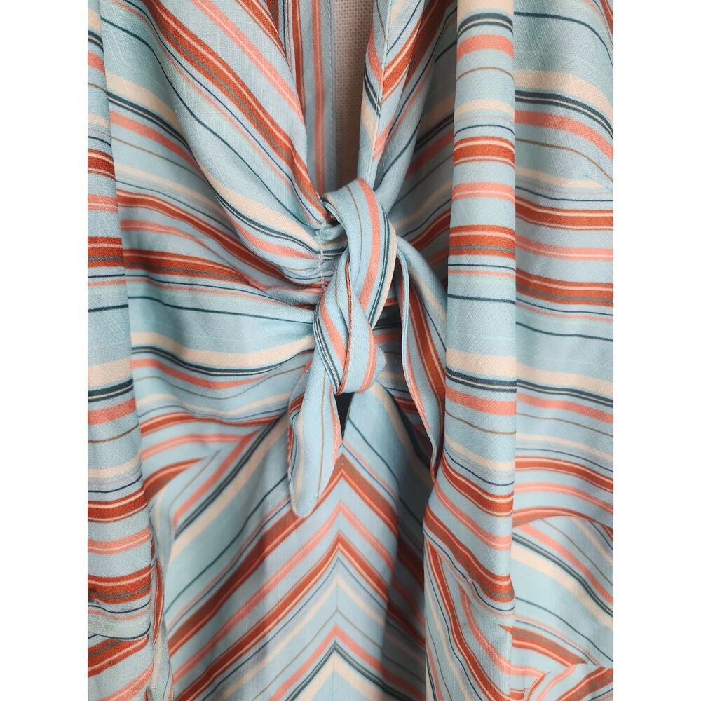 Unique Vintage Jumpsuit Women 3X Striped beachy Wide leg funky cropped Summer 70 - Picture 6 of 13